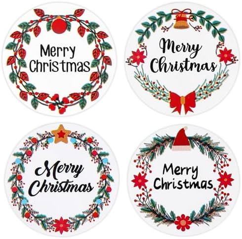 500 Pcs Merry Christmas Stickers for Envelopes, 1 Inch Circle Adhesive Christmas Labels Holiday Stickers Round Xmas Tag Envelope Seal Decals for Christmas Greeting Card, Presents and Gifts (1 in)