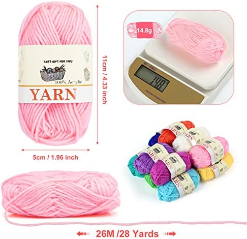 Yinsun 12 Christmas Skeins Acrylic Yarn Mini Craft Yarn 100% Acrylic Yarn for Crocheting, Starter Crochet Bulk Yarn for Child, Adult Knitting Crochet & Crafts (12 x 15g)