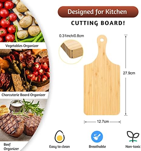 Zubebe 12 Pcs Bulk Wood Cutting Board with Handle Cutting Board for Laser Engraving, 11" x 5" Bamboo Serving Trays Charcuterie Trays for Customized Wedding Housewarming Mom Christmas Gift Party Favor