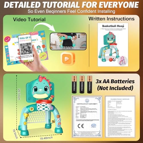 Zerhunt Toddler Sports Activity Toys: Motor Skills Development Energy Release by Mini Basketball & Soccer with Music & Light for Indoor Outdoor - Idea Christmas Birthday Gift for Boys Girls Age 1-3