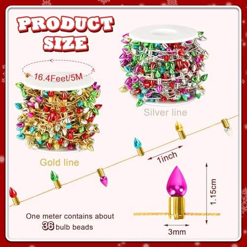 Jansun 32.8 Feet Dollhouse Fake Lights String, Miniatures Dollhouse Christmas Lights String Decorations for Doll House Miniature Furniture Crafts Accessories Christmas Holiday Wedding Party Decor