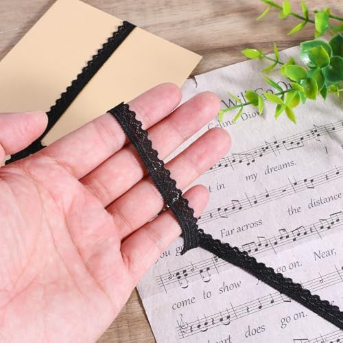 10 Yards Black Elastic Lace Trim, Wide Stretchy Crochet Lace for Crafts, Wedding Decoration, DIY Sewing, Christmas