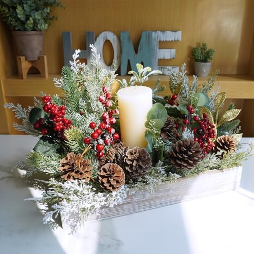 Winlyn 20 Pcs Natural Pine Cone Picks Christmas Pinecone Sprays Pinecones Ornaments with Wired Stems 6.9" Tall for Rustic Christmas Tree Party Floral Arrangements Wreath Crafts Holiday Décor