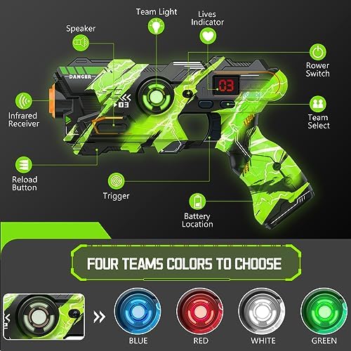 Laser Tag Guns Set of 4 with Digital LED Vests Score Display,Cool Outdoor Toys for Kids Ages 8 9 10 11 12+ Boys Girls Children Teens Adults Birthday Gifts Toys Christmas