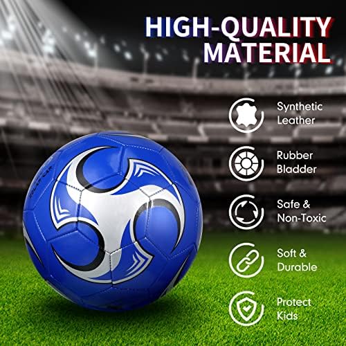 HyDren 4 Pcs Soccer Ball with Pump Official Size 4/5 Deflated Soccer Balls Bulk for Outdoor Indoor Practice Training Christmas Operation Sport Gift for Kid Teen Youth Adult