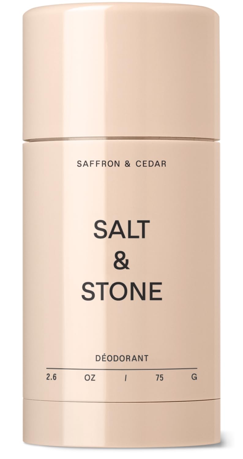 Salt & Stone Aluminum Free Deodorant | Extra Strength 48 Hour Protection for Women & Men | Made with Seaweed Extracts, Niacinamide & Prebiotics | Saffron & Cedar