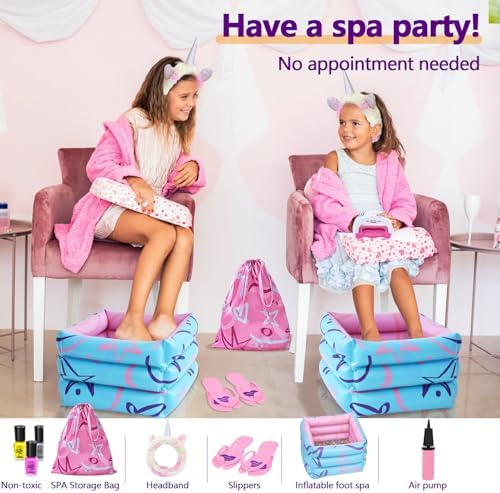 Kids Spa Kit for Girls Toy - Nail Polish Set for Girls Gifts 7-12 - Foot Spa Day Girl for Manicures Pedicure - Nail Art Salon Kit Christmas Birthday Gift for 6 7 8 9 10-12 Years Old (Kids Edition)
