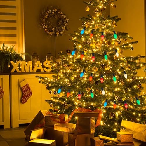 Christmas LED Light Bulb, 25 Pack C7 Multicolor Replacement Bulbs for Outdoor Patio Indoor Christmas Party String Lights, 0.6W Energy Saving Night Light Bulbs, C7/E12 Candelabra Base, 120 Volts