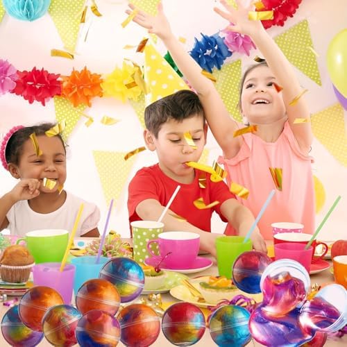 12Pcs Galaxy Slime Balls Kit, Kids Slime Party Favors - Stretchy, Non-Sticky, Mess-Free, Stress Relief for Girls Boys - Christmas Easter Birthday Goodie Bag Stuffer Classroom Prizes