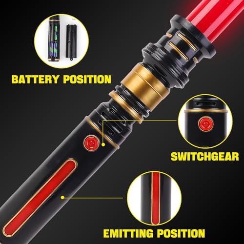YukiHalu 3-Pack Light Up LED Saber, Light Swords with FX Sound and Realistic Handle, Expandable Sabre for Halloween Dress Up Parties Birthday Christmas Galaxy War Fighters