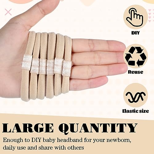 Zeyune 200 Pcs Nude Nylon Headbands and Hair Clips for DIY Christmas Bows, Interchangeable Soft Newborn Infant Toddler Girls Crafts