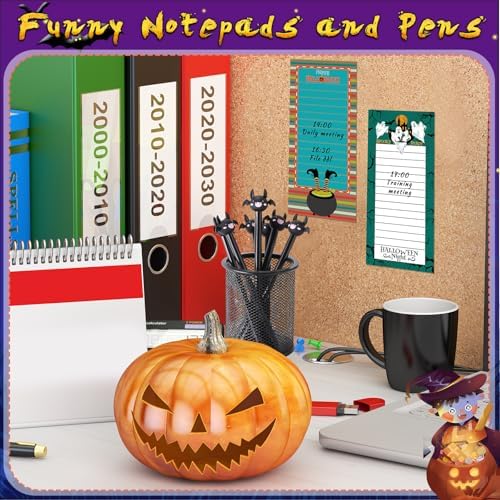 Yexiya 200 Sheets Halloween Christmas Notepads Halloween Sticky Notes to Do List Notepad with 10 Pen for Christmas Party Shopping List Gift, 7.5 x 3.2 Inch (Ghost)