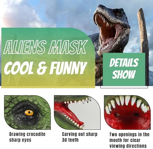 Dinosaur Mask Funny Mask for Adult Dino mask Realistic Latex Animal Head Halloween Cosplay Costume Props for Christmas Easter