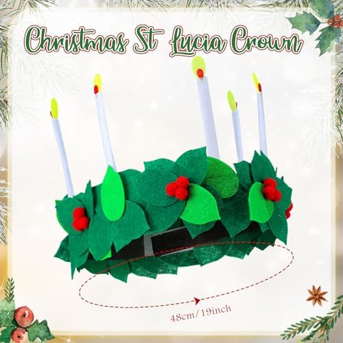 Christmas St. Lucia Crown Candle Felt Headband Sweden St Lucia Krone Queen Sankta for Christmas Gifts Costume
