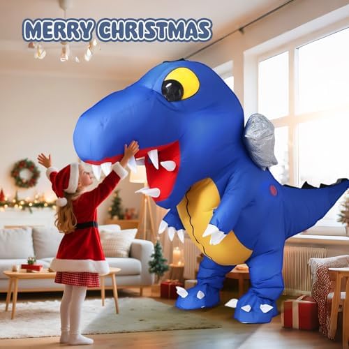 Inflatable T-Rex Costume for Adult, Blow-Up Dinosaur Suit for Halloween Christmas Birthday Party 150-190cm