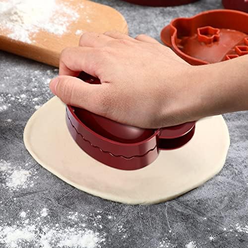 Lounsweer Hand Pie Presser Mini Pocket Pie Maker for Baking Cookie Dough One Press Pastry Mold Tool for Fall Thanksgiving Christmas Party Supplies(Apple Shape)