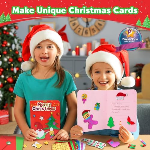 ZMLM Foil Art Kit for Kids - Christmas Crafts Games for Kids, Fun Christmas Cards Foil Art Crafts, Mess Free Activity Kits, with Envelopes and Stickers, 4 5 6 7 8 9 10 11 12 Girls Boys Toys Gifts