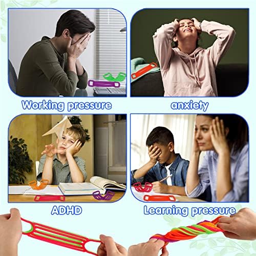 12 Pack Stretchy Strings Fidget Toys, Stretchy Fidget Sensory Toys Stress Relief Anxiety Calming Toys for Autistic Kids Boys Adults Classroom Prize Treasure Box Birthday Christmas Party Favors Gifts