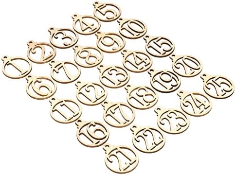 yueton 50PCS 1-25 Wooden Numbers Ornaments, Unfinished Number Wood Pieces Wood Slices Wood Chips, Wooden Gift Tags, for Birthday, Wedding, Halloween, Christmas, Thanksgiving, Advent, New Year