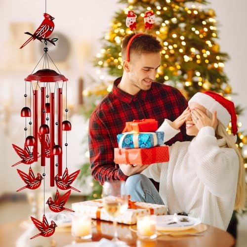 YHmall Cardinal Wind Chimes for Outside, Cardinal Gifts for Women Soothing Tones Memorial Wind Chime for Garden, Yard, Patio Decor, 35" Windchimes Outdoors for Christmas, New Year