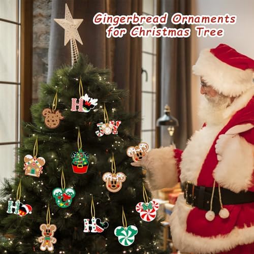 12pcs Christmas Tree Decorations Ornaments, Xmas Mouse Peppermint Candy Silicone Ornaments Hanging Pendant with Ropes for Christmas Tree Winter Holiday Party Crafts Stocking Stuffers Wreath Decor