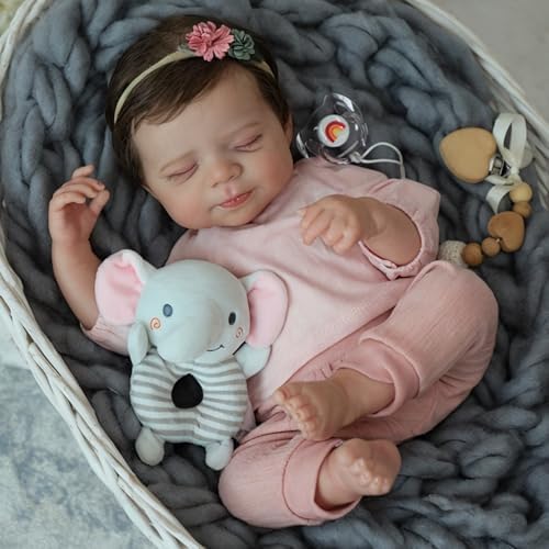 WOOROY Realistic Reborn Baby Dolls -18inch Lifelike Newborn Silicone Baby Girl with Full Body Vinyl,Christmas Birthday Gift with Accessories for Age 3+