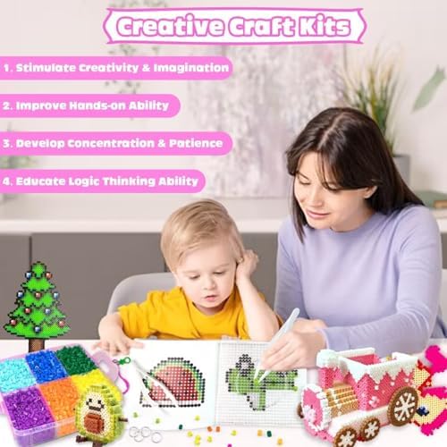 11000 Fuse Beads Kit - 20 Colors 5mm Bead Craft Set with Storage Box, Pegboard, Ironing Paper and Accessories, Arts and Crafts Kits for Kids Age 5+ Christmas Birthday DIY Craft Gift for Girls & Boys