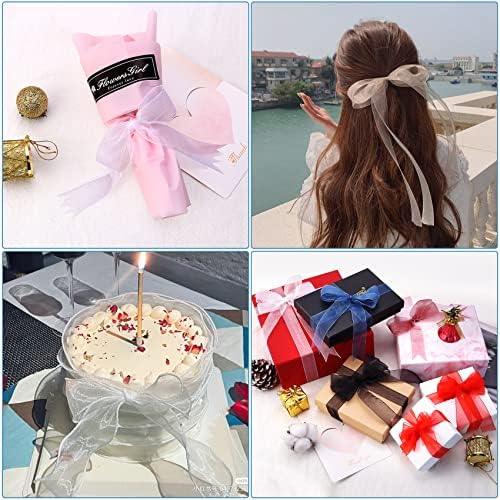 3/4 inch Sage Green Sheer Organza Ribbon 50 Yards Chiffon Ribbon for Gift Wrapping Christmas Halloween Decoration Wedding Flower Bouquet Crafts