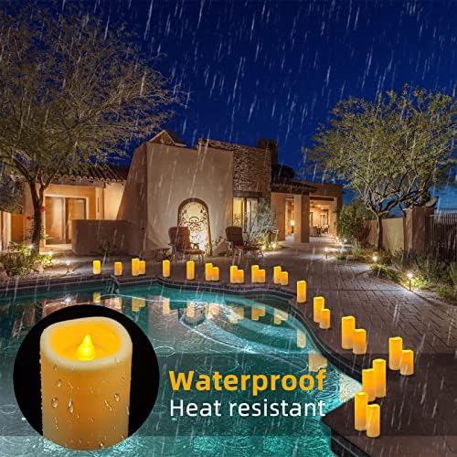 YIWER Waterproof Flameless Candles, Outdoor Battery Operated LED Pillars Candles, Electric Fake Candle Set of 9 with Remotes, Halloween, Christmas Decorations