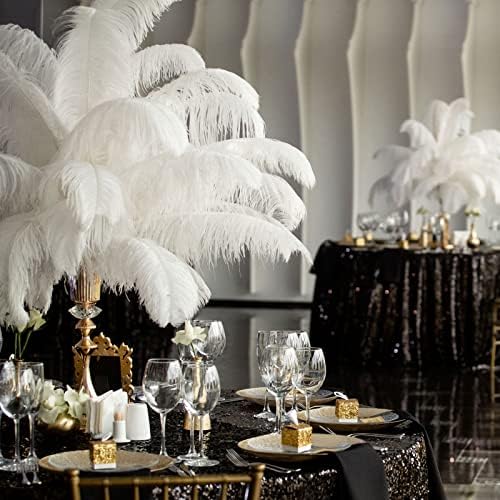 XunYee 100 Pcs Large Natural Ostrich Feathers Plumes Bulk for Centerpiece 16-18 Inch (40-45 Cm) Feathers for DIY Crafts Christmas Wedding Masquerade Party Decorations(White)