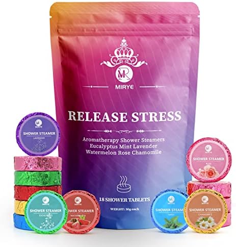 18-Pack Shower Steamers Aromatherapy, Christmas Stocking Stuffers Gifts for Women or Men, Organic Shower Bombs with Chamomile Rose Lavender Mint Watermelon Eucalyptus Essential Oil