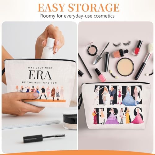 2 PCS Music Lover Makeup Bag, Singer Makeup Bags, Waterproof Travel Cosmetic Organizer with Double Sided Print, Large Capacity, Gift for Women Friends TS Fans Birthday Christmas