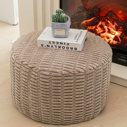 Asuprui Pouf Ottoman Stuffed Round Modern Foam Filled Ottoman Foot Rest Poufs for Living Room Chair Decorative Boho Foot Stool for Wedding Christmas Party