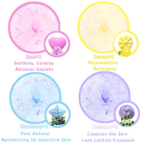 Bath Foot Bombs, 16 Pack Foot Soak with Bath Salt and Tea Tree Oil for Christmas. Organic Natural Handmade Aroma Pure Essential Oil Bubble Feet Balls for Foot Callus, Stubborn Feet Odor Scent.