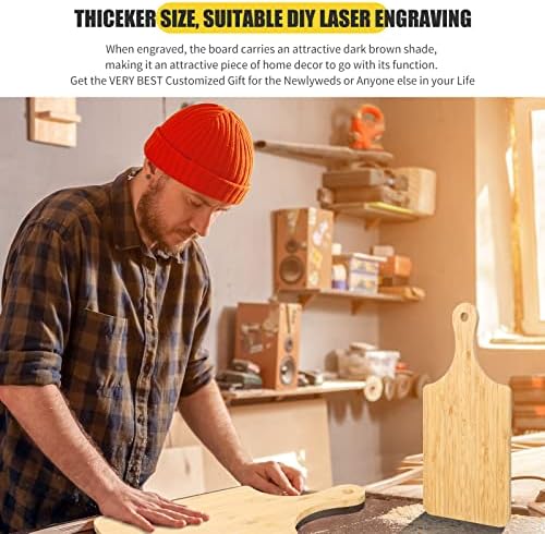 Zubebe 12 Pcs Bulk Wood Cutting Board with Handle Cutting Board for Laser Engraving, 11" x 5" Bamboo Serving Trays Charcuterie Trays for Customized Wedding Housewarming Mom Christmas Gift Party Favor