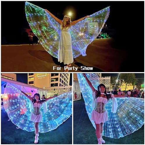 LED Butterfly Wings Light Up Fairy Wings Luminous Butterfly Costumes for Halloween, Christmas and Belly Dance
