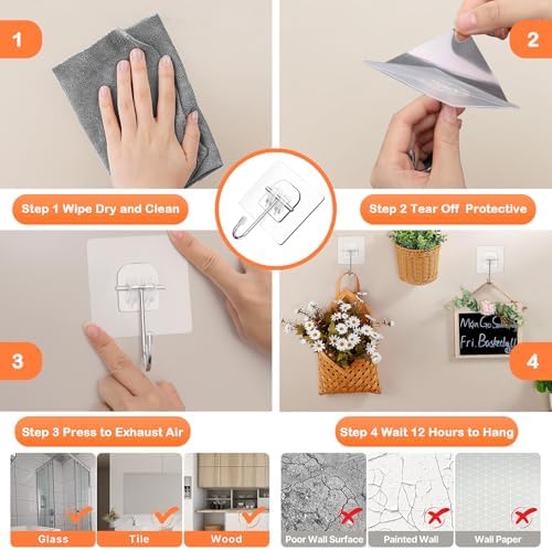 Wreath Hangers for Front Door, 6 Pack Large Wreath Door Hanger for Easter Christmas Halloween-Decorations, Heavy Duty Over-The-Door-Hooks, Adhesive-Wall-Hooks for Garland Home-Decor Inside Outside