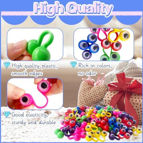 100PCS Eye Finger Puppets,Wiggly Eyeball Finger Puppet Eye On Rings,Eyes Monster Finger Googly Eye Rings for Kids Party Favors,Classroom Rewards,Christmas,Birthday Gift,6 Colors