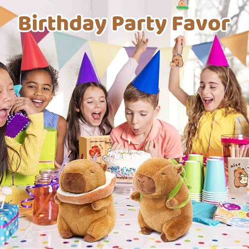 2 Pack Cute Capybara Plush with Turtle Backpack and Bread Plushies, 9.8In Soft Capybara Stuffed Animals Funny Plushie Toy for Kids, Christmas Birthday Gifts for Boys Girls