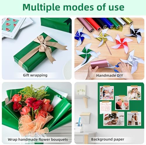 Iioscre Gift Wrapping Paper, Dark Green Wrapping Paper Roll, Matte Metal Solid Color Wrapping Paper for Birthday Christmas Wedding Baby Shower Father's Day Valentine's Day, 17.3 Inch X 32.8 Feet