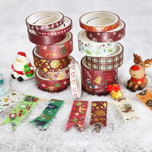 60 Rolls Holiday Washi Tape Set,4 Sizes Decorative Masking Tape Christmas Thanksgiving Fall Halloween Winter Washi Tape for Journaling Supplies Scrapbook Journal Bullet