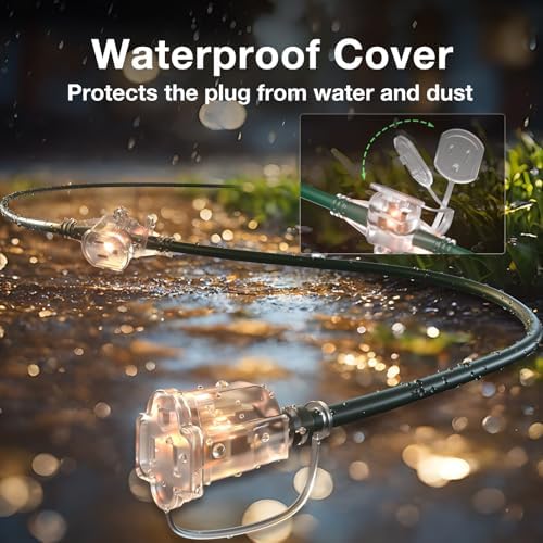 addlon 50FT Christmas Outdoor Extension Cord with Multiple Outlets, 1 to 3 Splitter with 6 Outlets, 16/3 SJTW Weatherproof Power Cable for for Outdoor Lights and Holiday Decorations, ETL Listed, Green