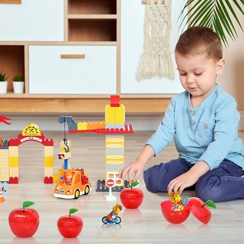 10 Pcs Large Plastic Apple Container Apple Shaped Candy Toy Gift Filled Containers for Christmas, Party, Valentine's Day, Wedding Decorations