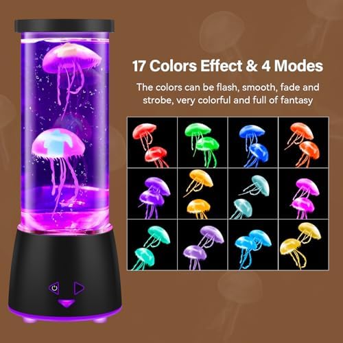 17 Colors Changing Jellyfish lamp with Remote - Jellyfish Tank Table Lamp, LED Night Light for Kids Adults, Aquarium Mood Lamp Home Decor, Party Christmas Gifts for Women Men