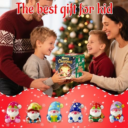 24Pcs Christmas Gnome Squishies Toys Bulk,Christmas Slow Rising Stress Relief Squishies Fidget Toys for Kids,Christmas Party Favors,Stocking Stuffers Gifts Goodie Bag Fillers