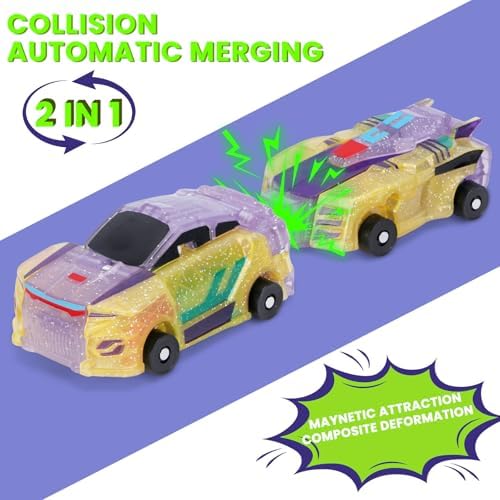 2-in-1 Transformation Dinosaur Car Toy - Magnetic Collision Robot Cars for Kids | Fun Collision Transformation Toy for Boys & Girls | Perfect Birthday & Christmas Party Gift