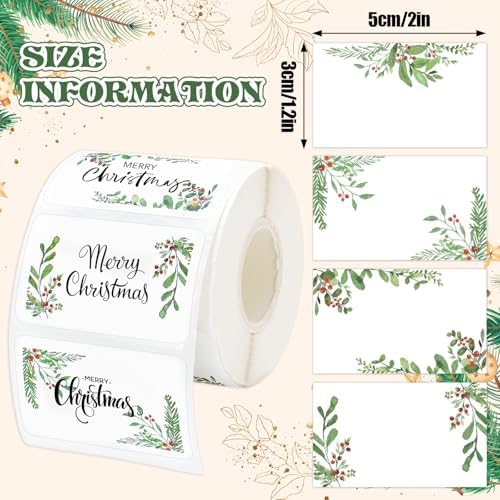 Whaline Christmas Direct Thermal Labels Xmas Holly Berry Coding Label Stickers Self-Adhesive Thermal Label Printer Decals for Xmas Party Business, 500Pcs