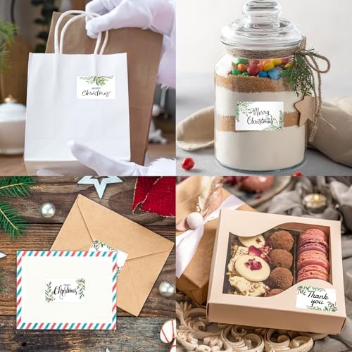 Whaline Christmas Direct Thermal Labels Xmas Holly Berry Coding Label Stickers Self-Adhesive Thermal Label Printer Decals for Xmas Party Business, 500Pcs