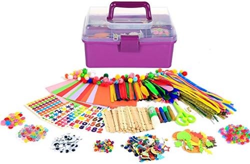 YITOHOP Arts Craft Supplies for Kids, 1000+ PCS Toddler DIY Craft Art Supply Set Include Pipe Cleaners, Pom Poms, Storage Box, 2025 Christmas Holiday Gift for 4-12 Years Old Boys and Girls
