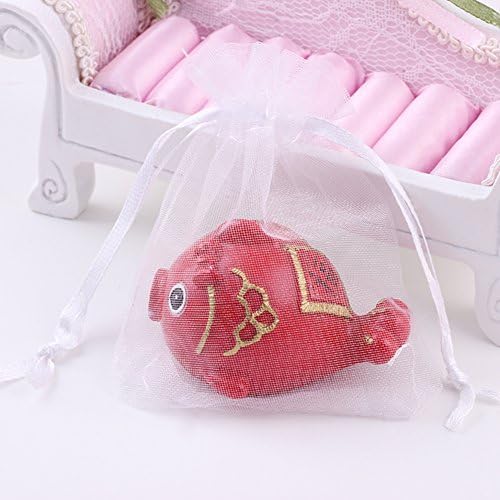 Wudygirl 100pcs Organza Bags 4X6 Gift Bags with Drawstring Jewelry Pouches for Party Wedding Favor Christmas Candy Baby Shower (White 4x6)